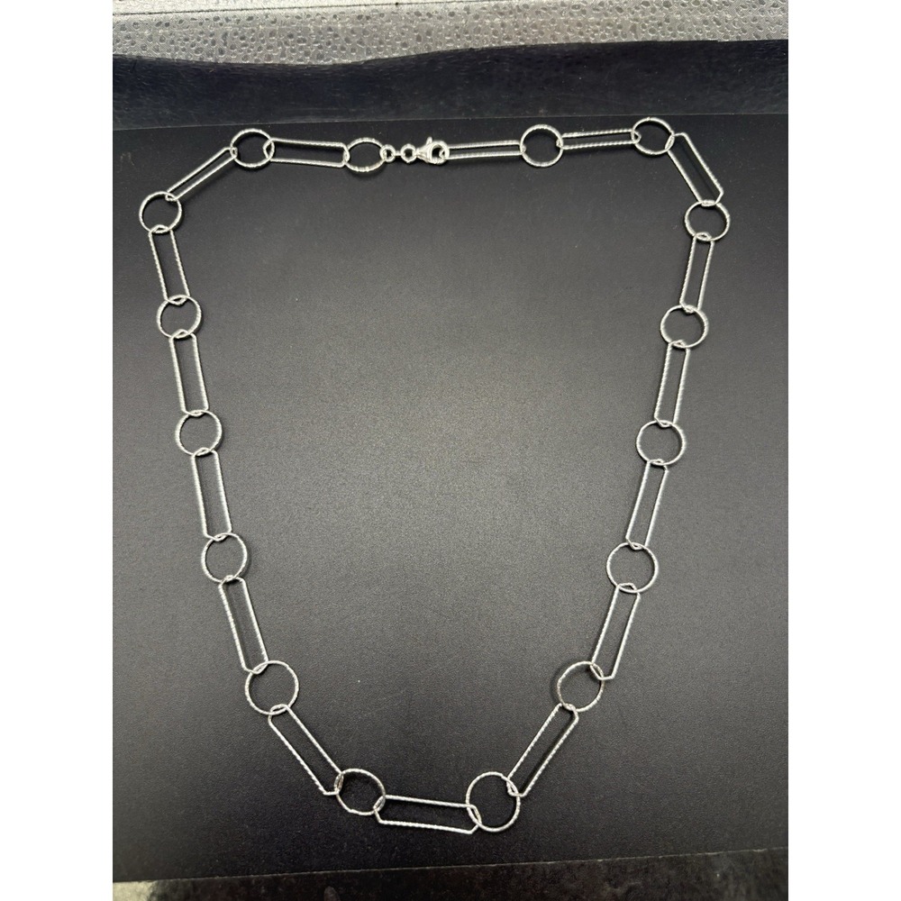 New Condition 22" Sterling Silver Staple Circles Necklace 925